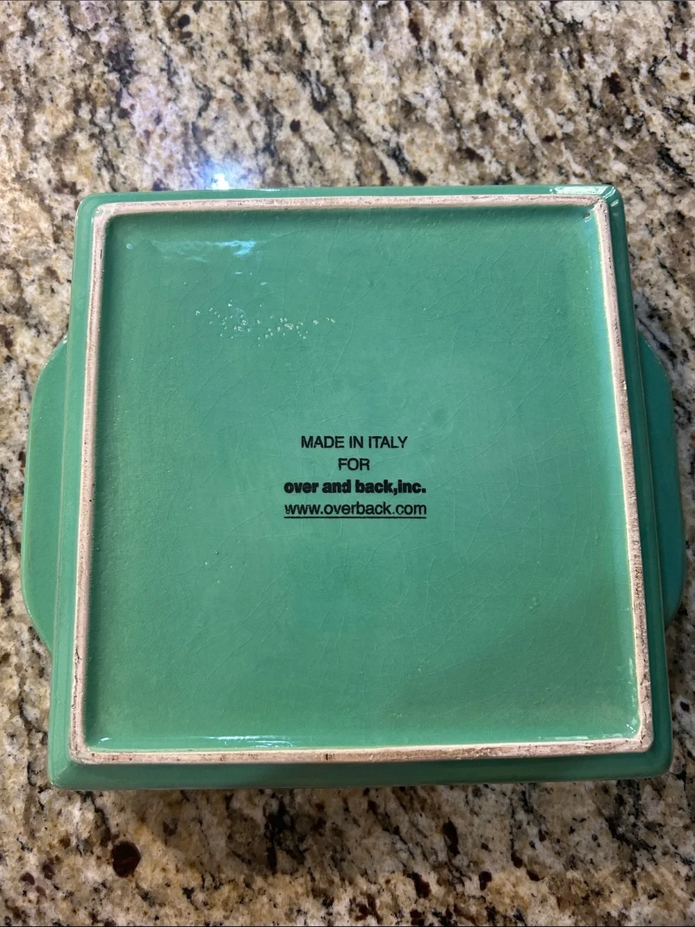 Glazed Rectangular Baking Dish in Seafoam Green and Light Blue
